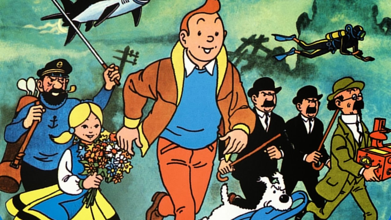 Running Tintin Cartoon Ic Vintage Retro Kraft Coated Poster