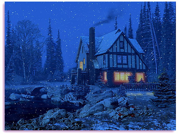 3d Lake Cabin Screensaver Animated Fall To