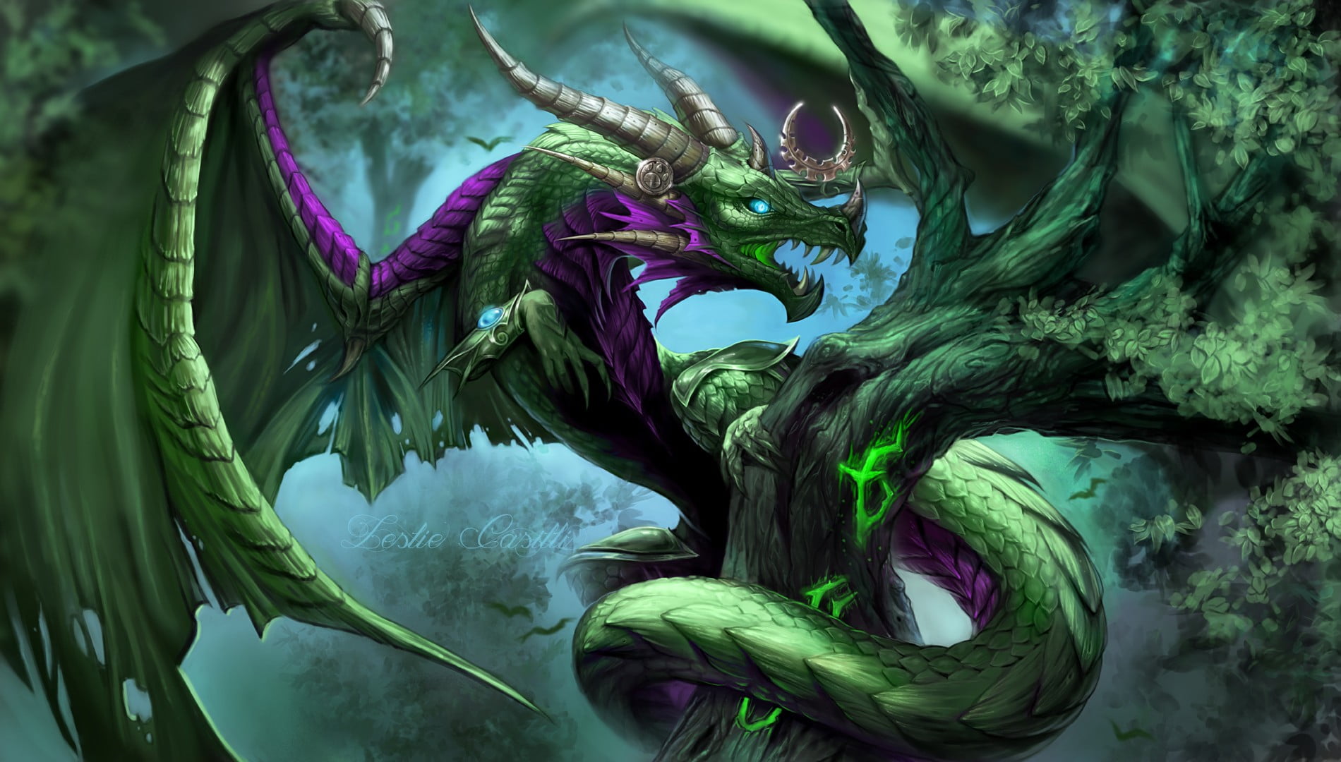 Green And Purple Dragon Character Ysera World Of Warcraft