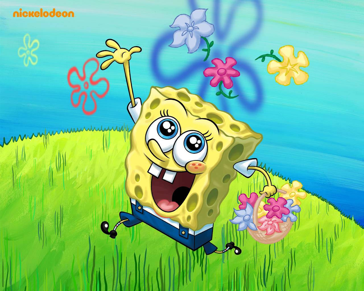 Flowers Spongebob Square Pants Wallpaper