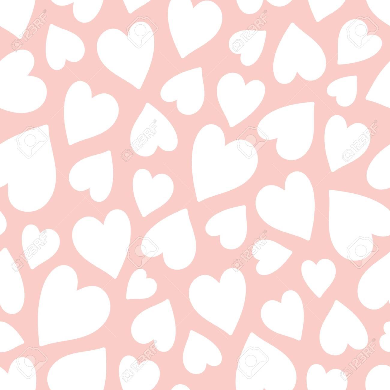 Cute White Hearts Seamless Pattern For Valentine S Day On Pale