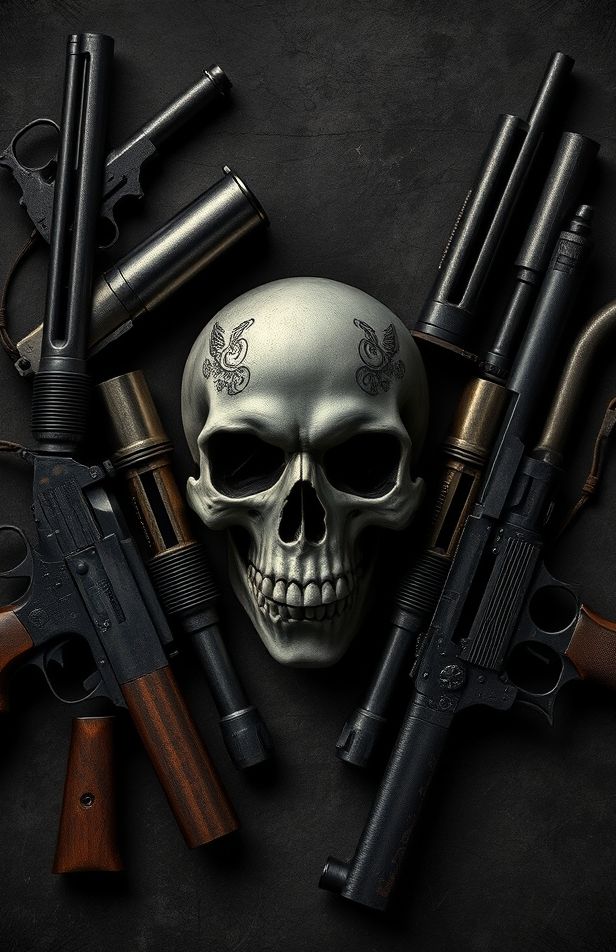 Skulls And Guns Wallpaper