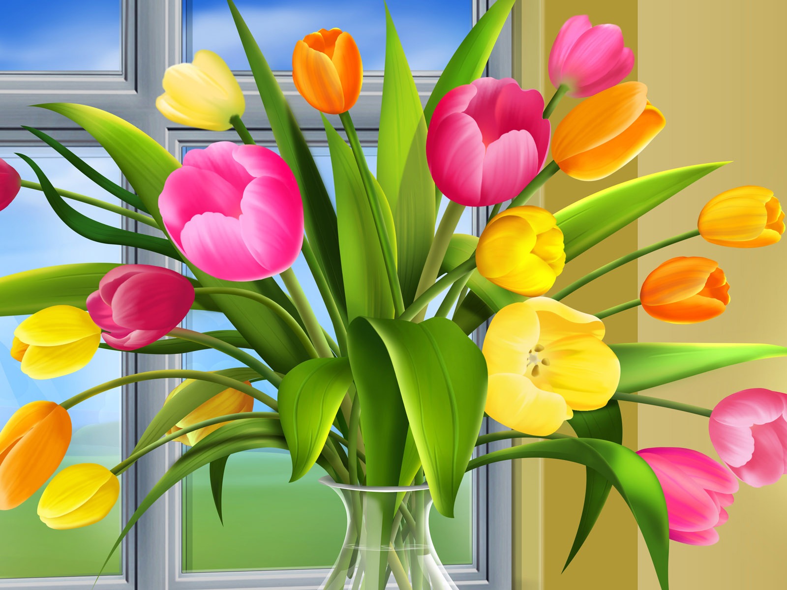 Lovely Cartoon Tulips HD Wallpaper The Database
