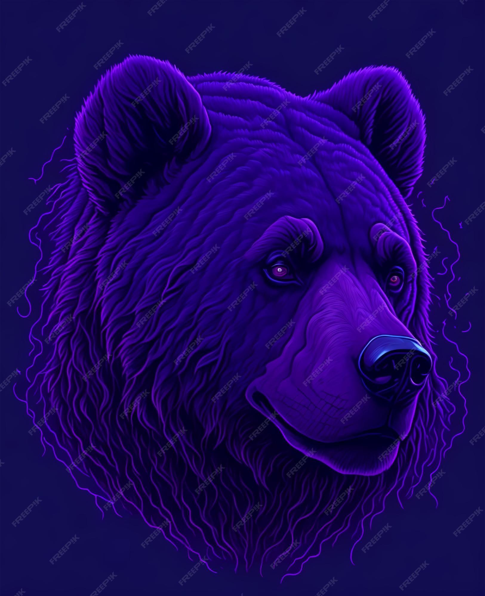 Premium Vector A Purple Bear With Black Head And