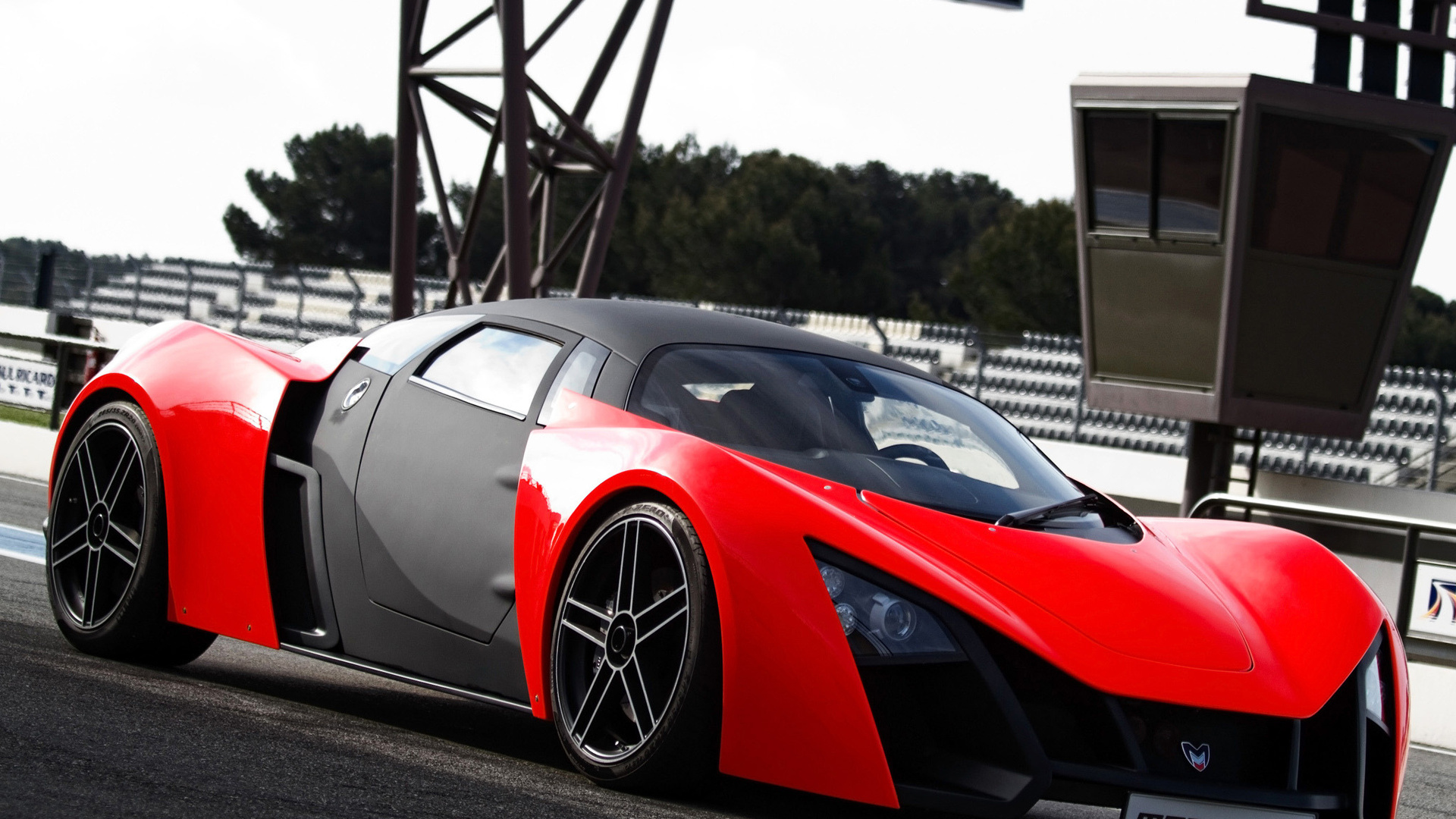 Marussia Red Sports Car 1080p HD Desktop Wallpaper