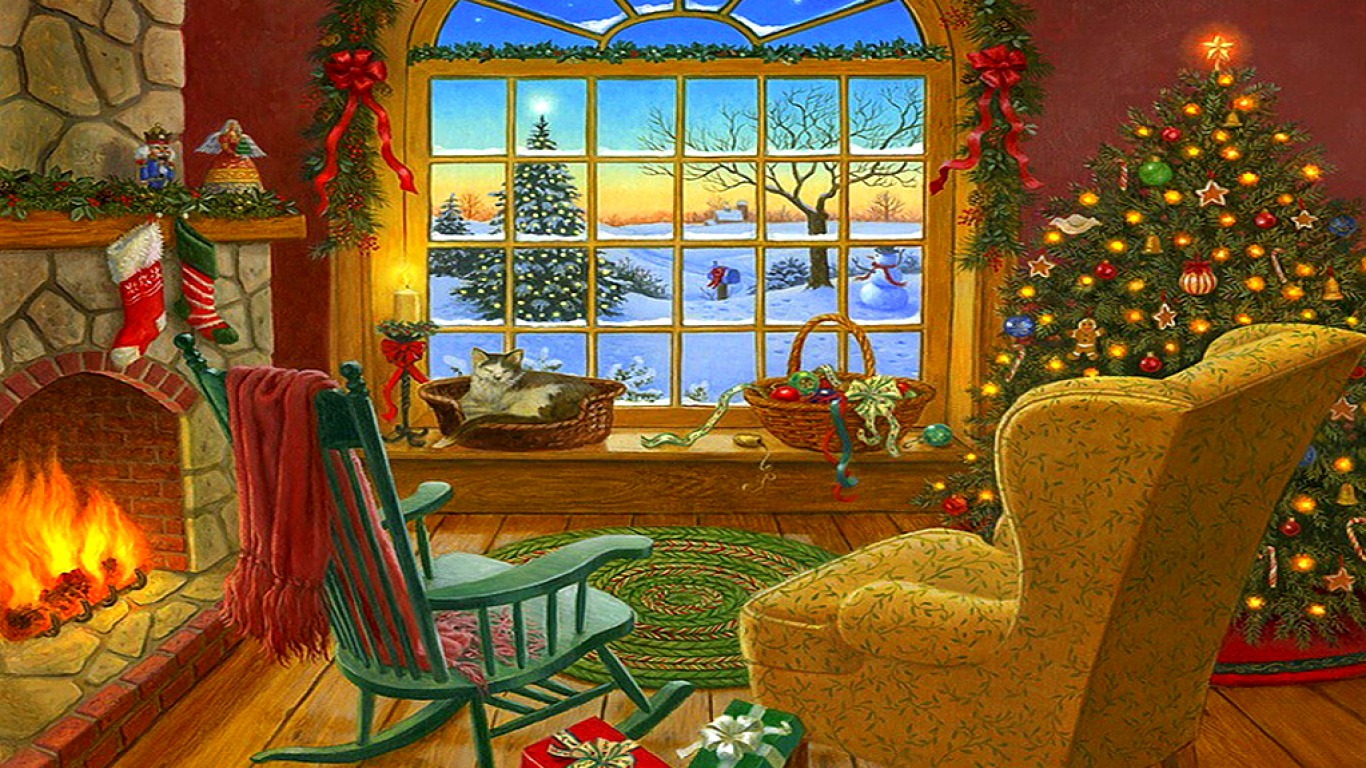 Cozy Christmas Cabin A Art For
