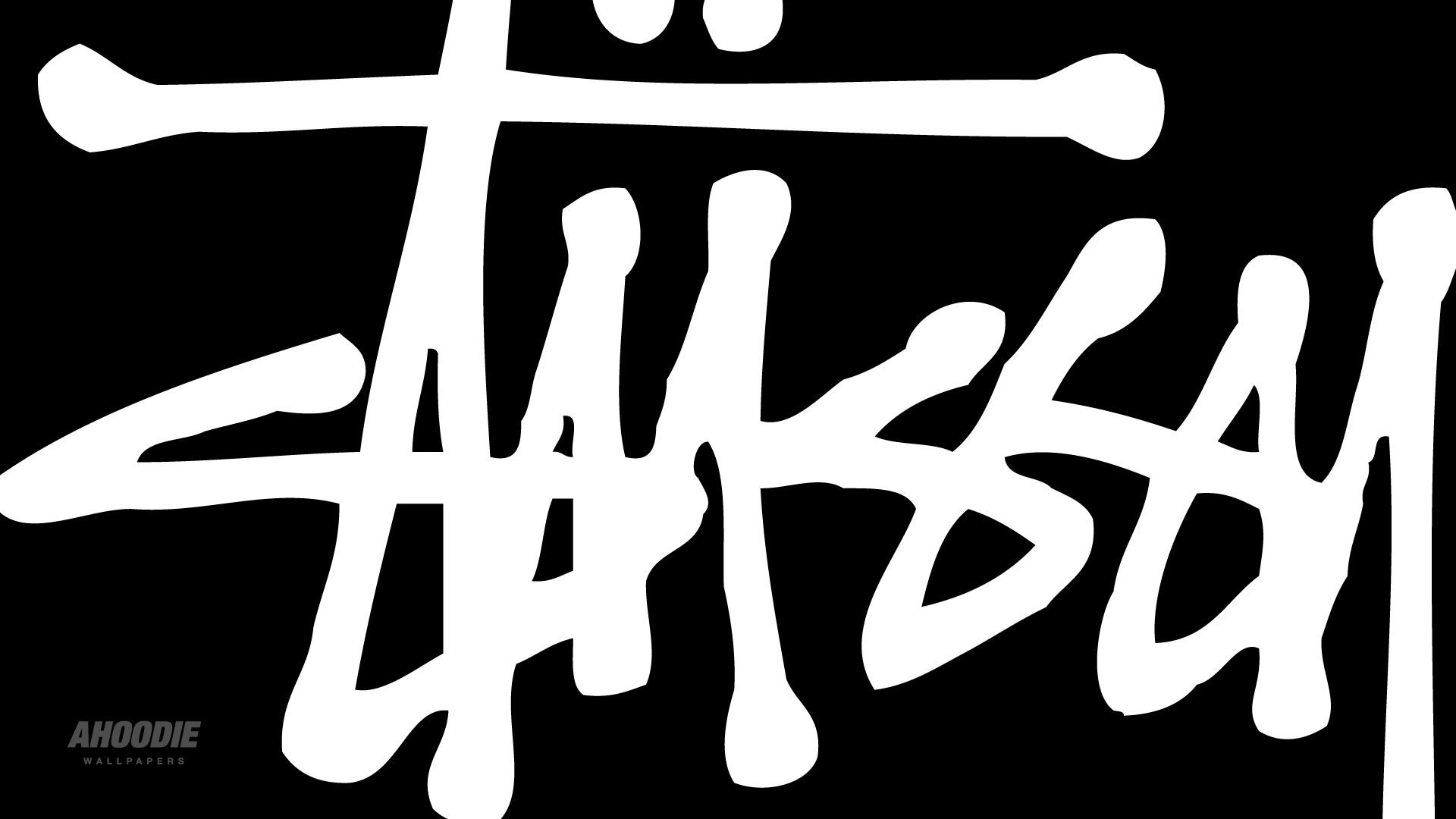 Stussy logo in white against a black background