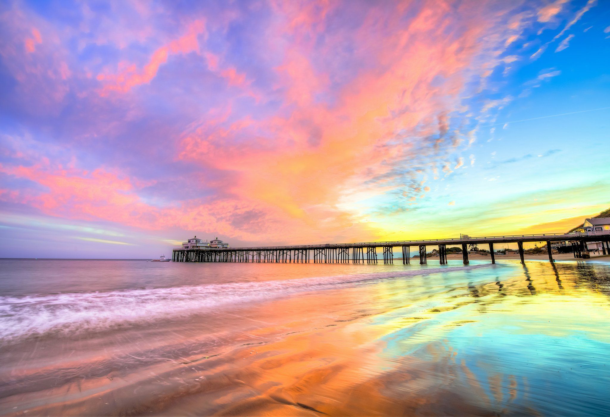 [110] Pier Beach California Laptop HD HD 4k Wallpaper Image 2048x1401