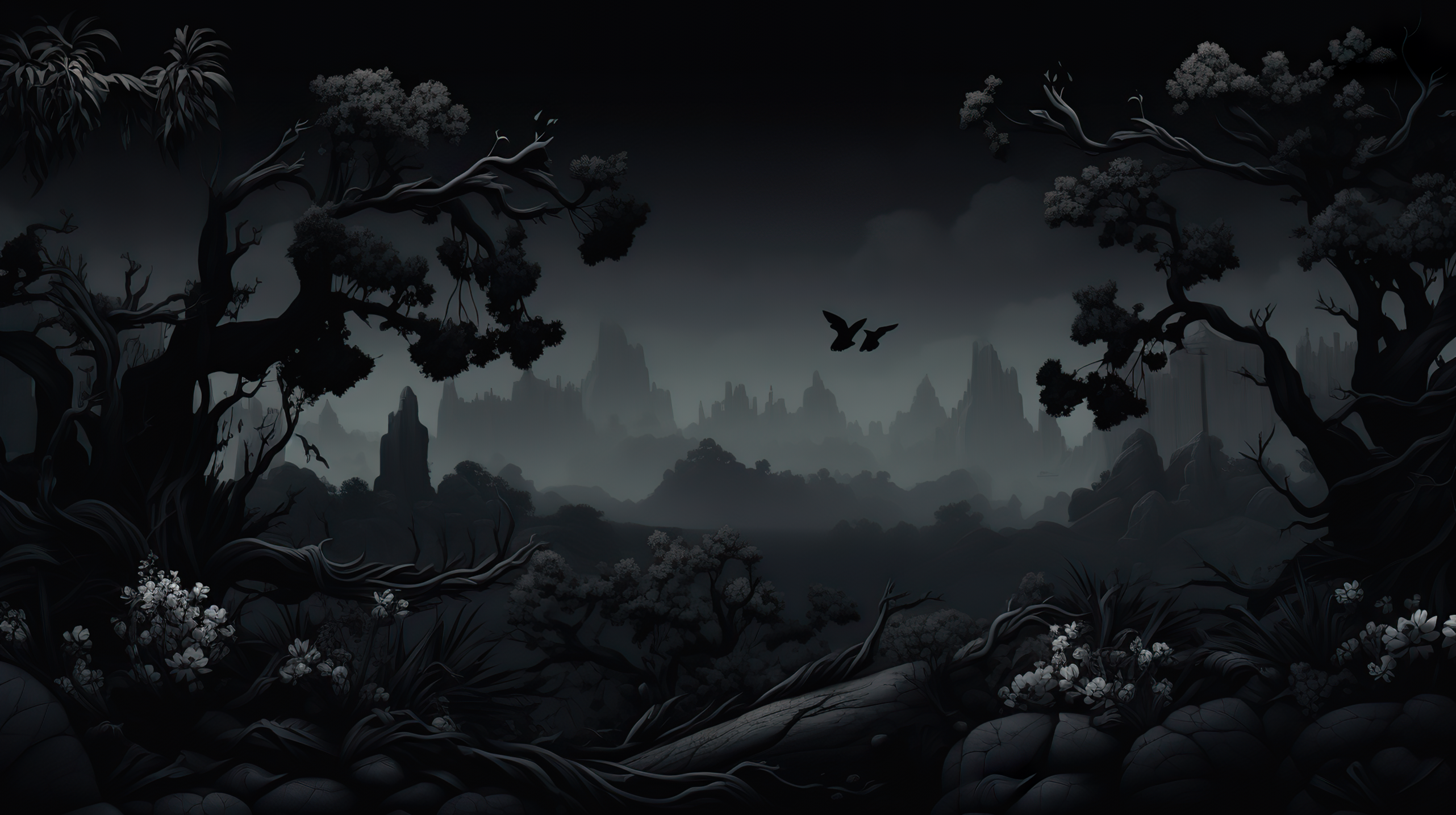 Black Landscape Dark Nature Wallpaper By Patrika