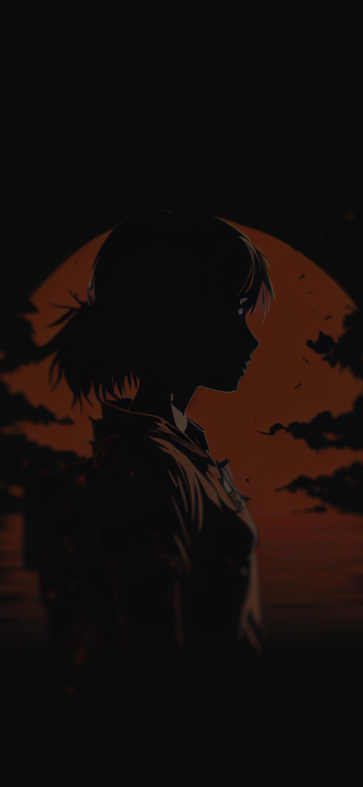 Anime Girl Black Orange Wallpaper Aesthetic