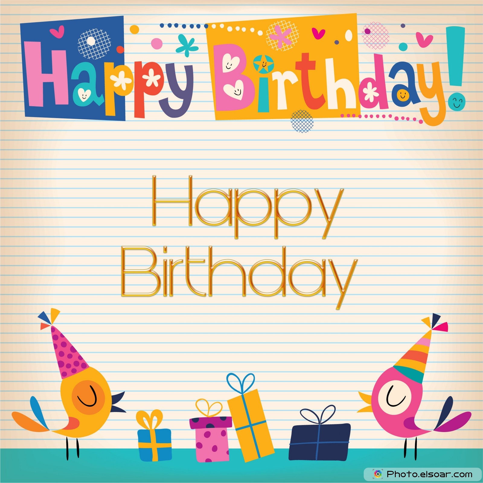 Happy BirtHDay Cards On Bright Background Elsoar