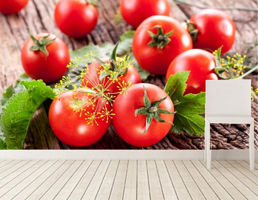 Large 3d Mural Vegetables Tomatoes Dill Food Wallpaper Papel De