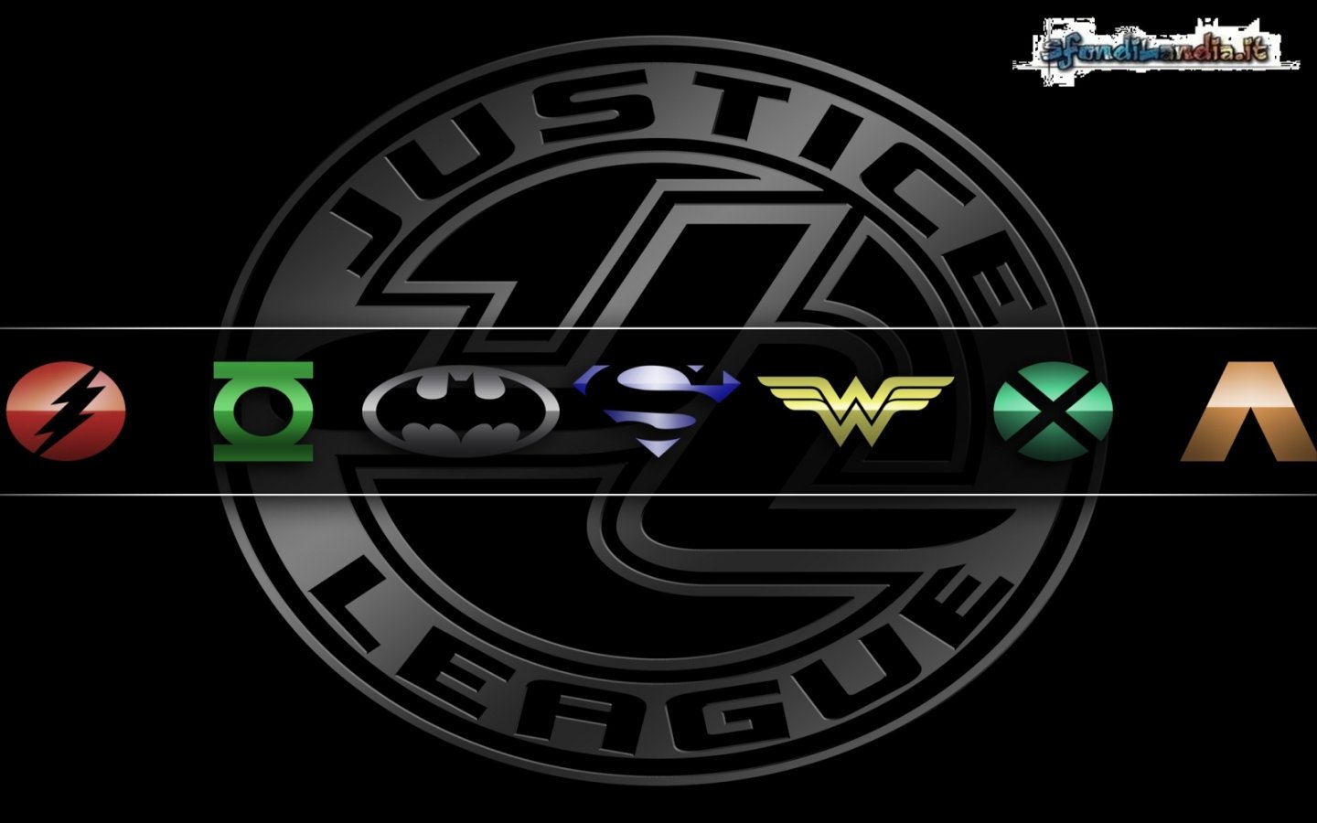 Sfondo Justice League Logos gratis a 1440x900 per il desktop del pc