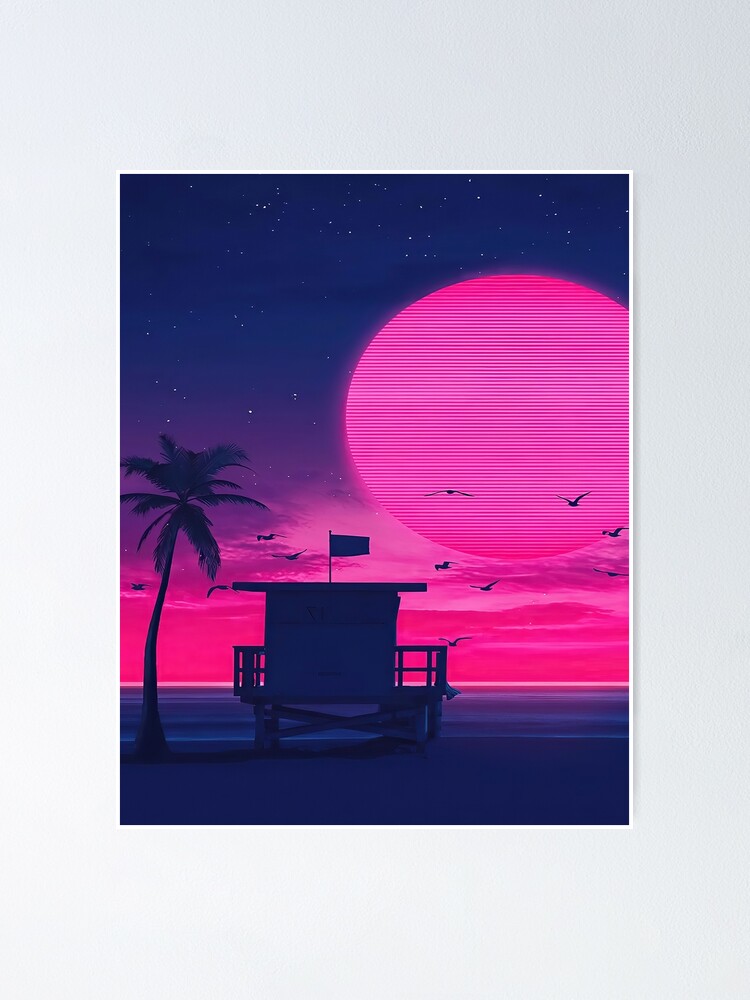 Outrun Sunset Retro California Poster By Frigamribe88