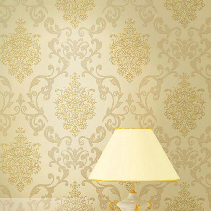 Gold foil Damask Wallpaper Luxury 3D wall panels modern Europe wall