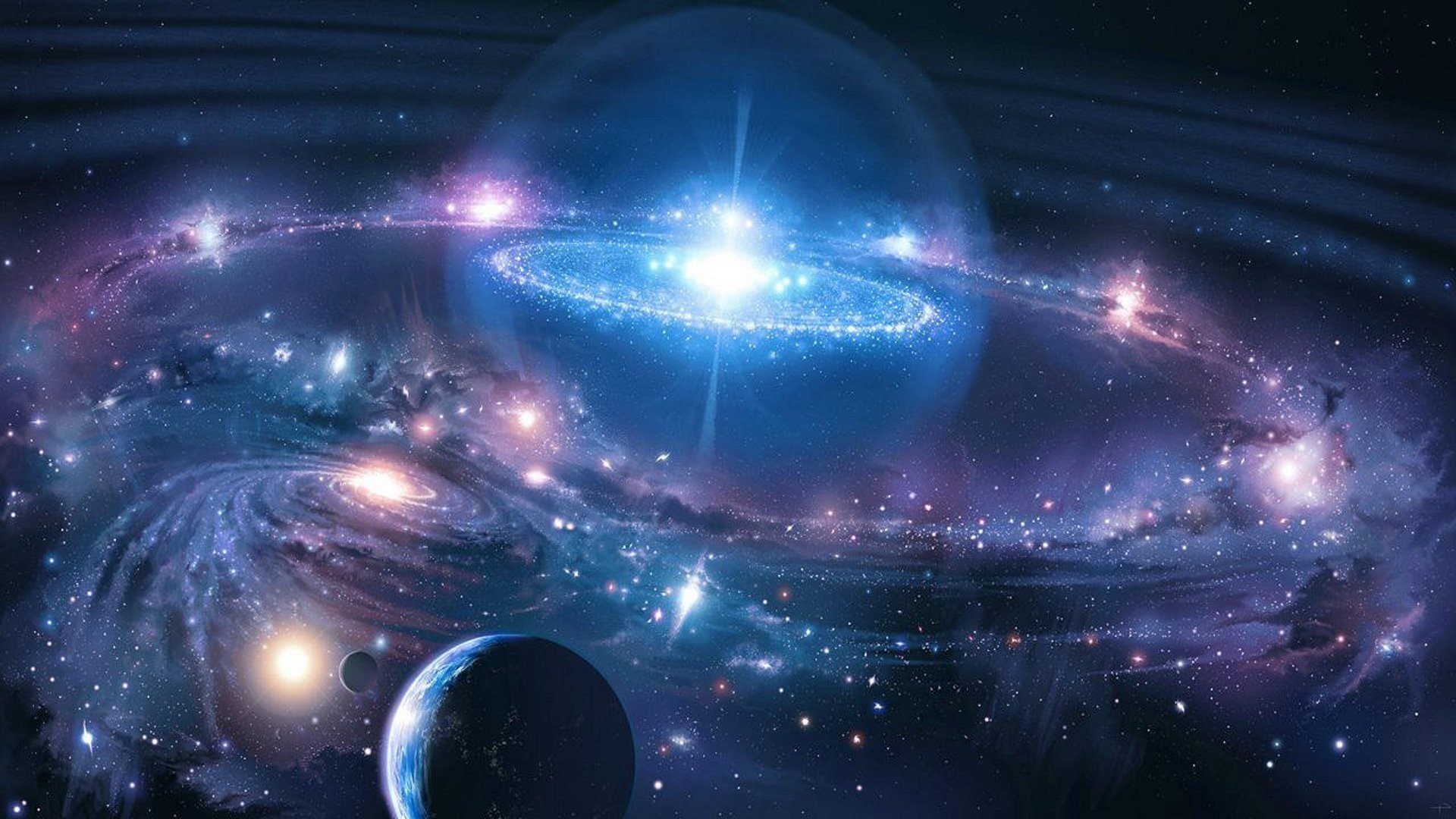 Sparkling Blue Universe Wallpaper