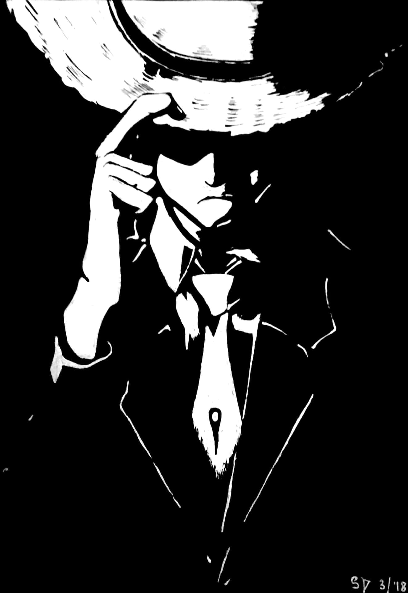 Luffy Black And White Wallpaper