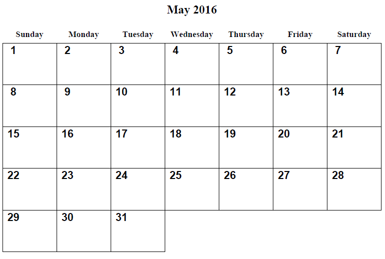 May Printable Calendar