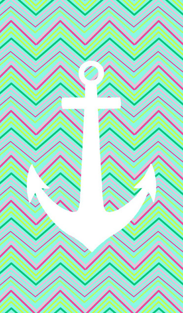 mint chevron wallpaper with anchor