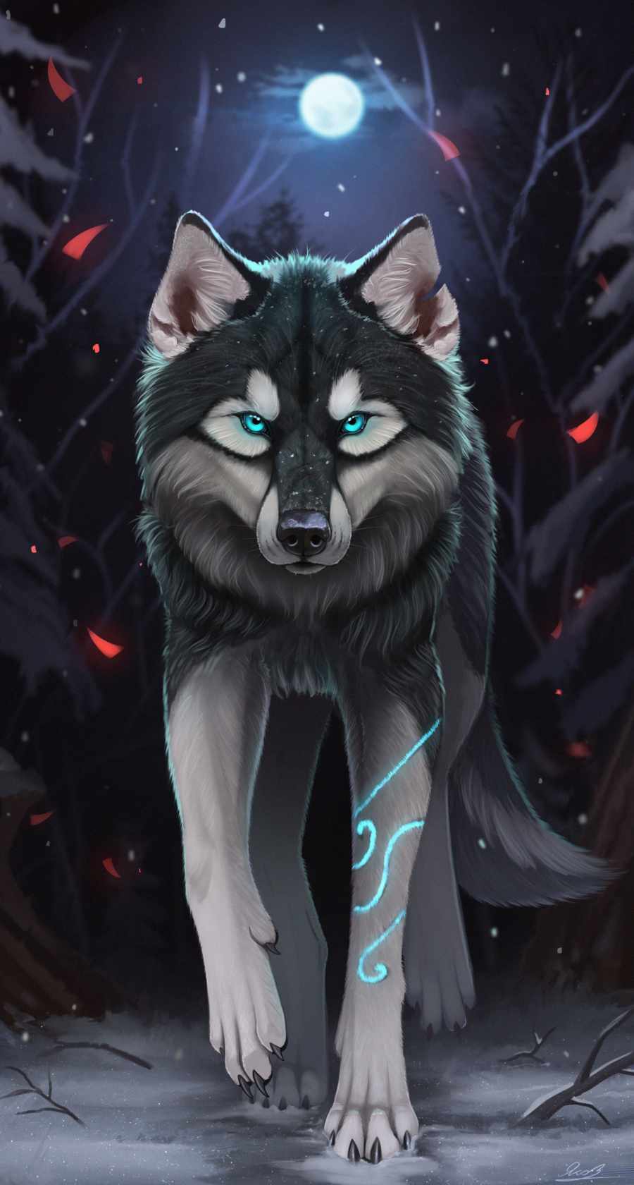 blk and white wolf - Kitsunes and Wolves Fan Art (30924824) - Fanpop