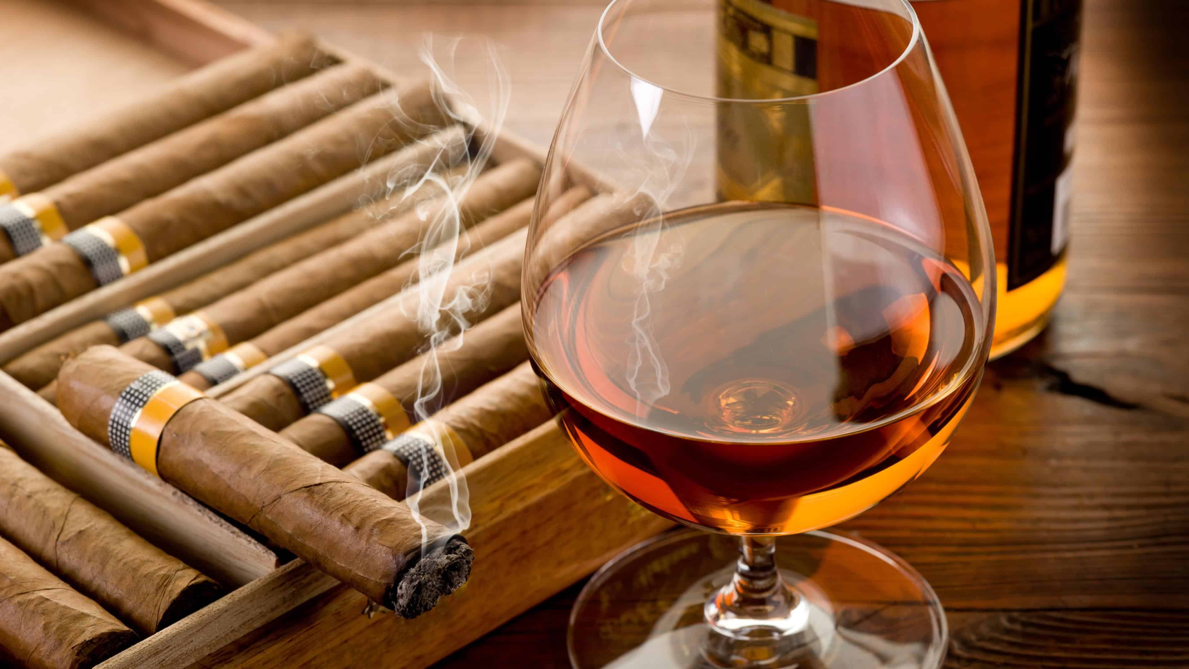 Cuban Cigar And Glass Of Cognac UHD 4k Wallpaper Cc
