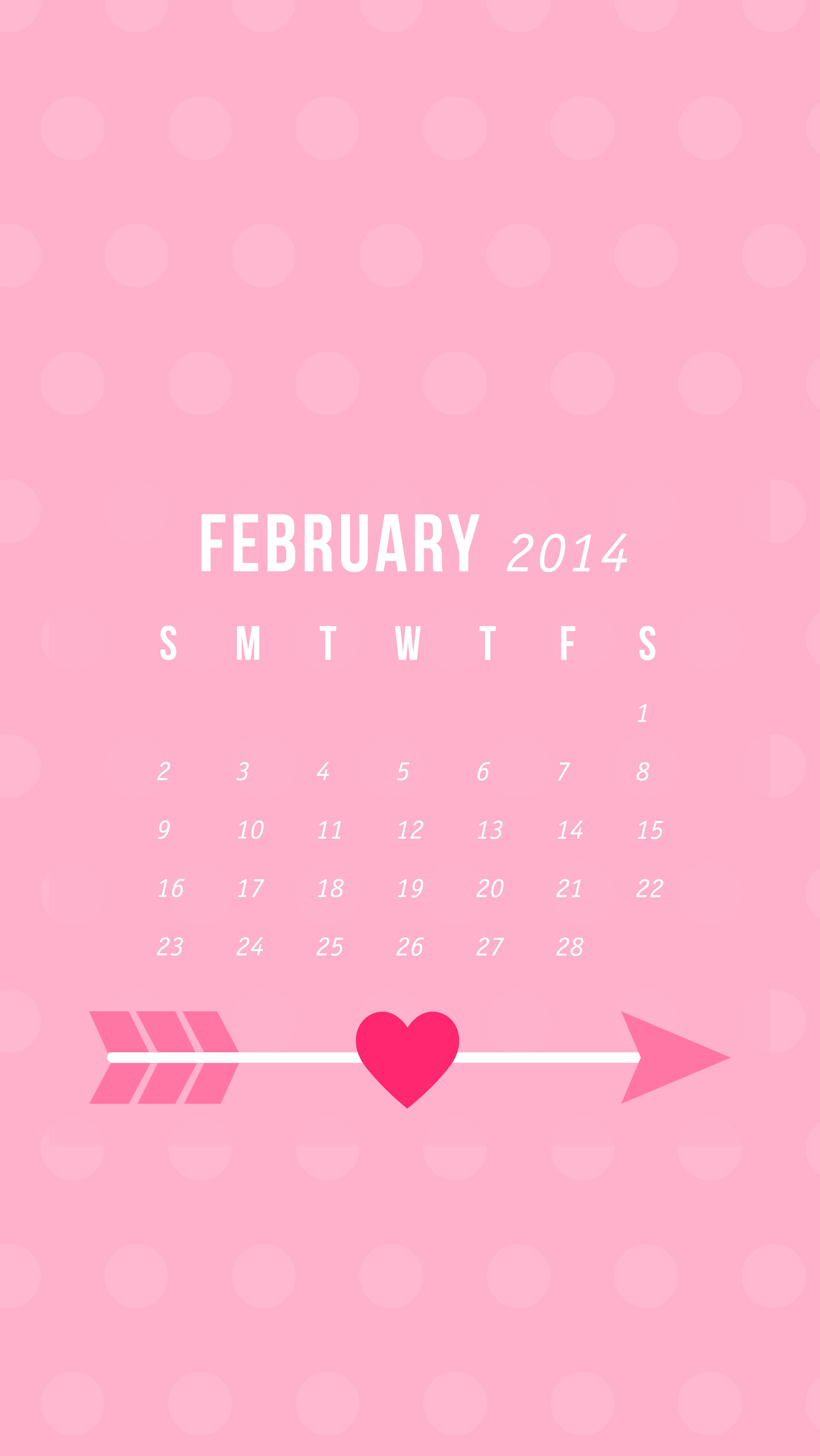 iPhone Hearts With Calendar Home Screen Wallpaper