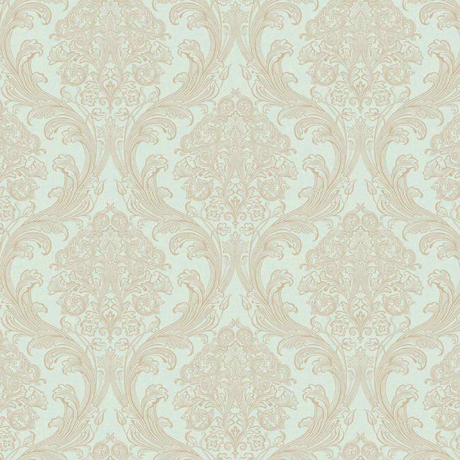 Teal Gold Gg4752 Architectural Damask Wallpaper Traditional