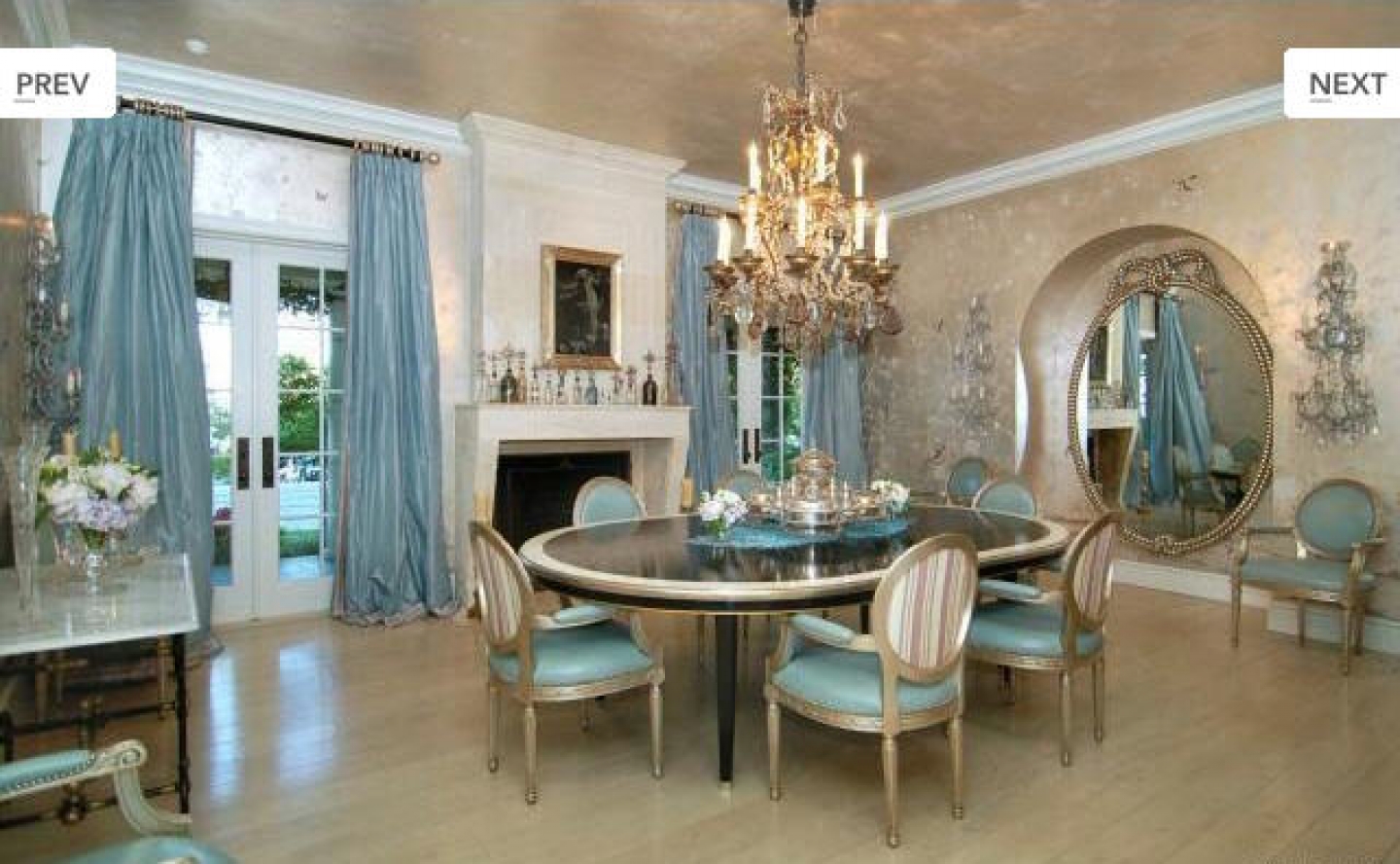 Blue Dining Room Fireplace Formal