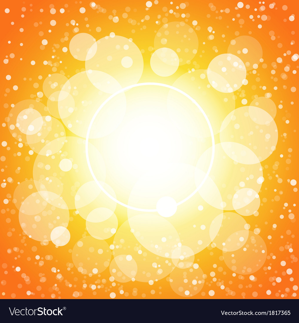 White Shining Circles And Stars Orange Background Vector Image