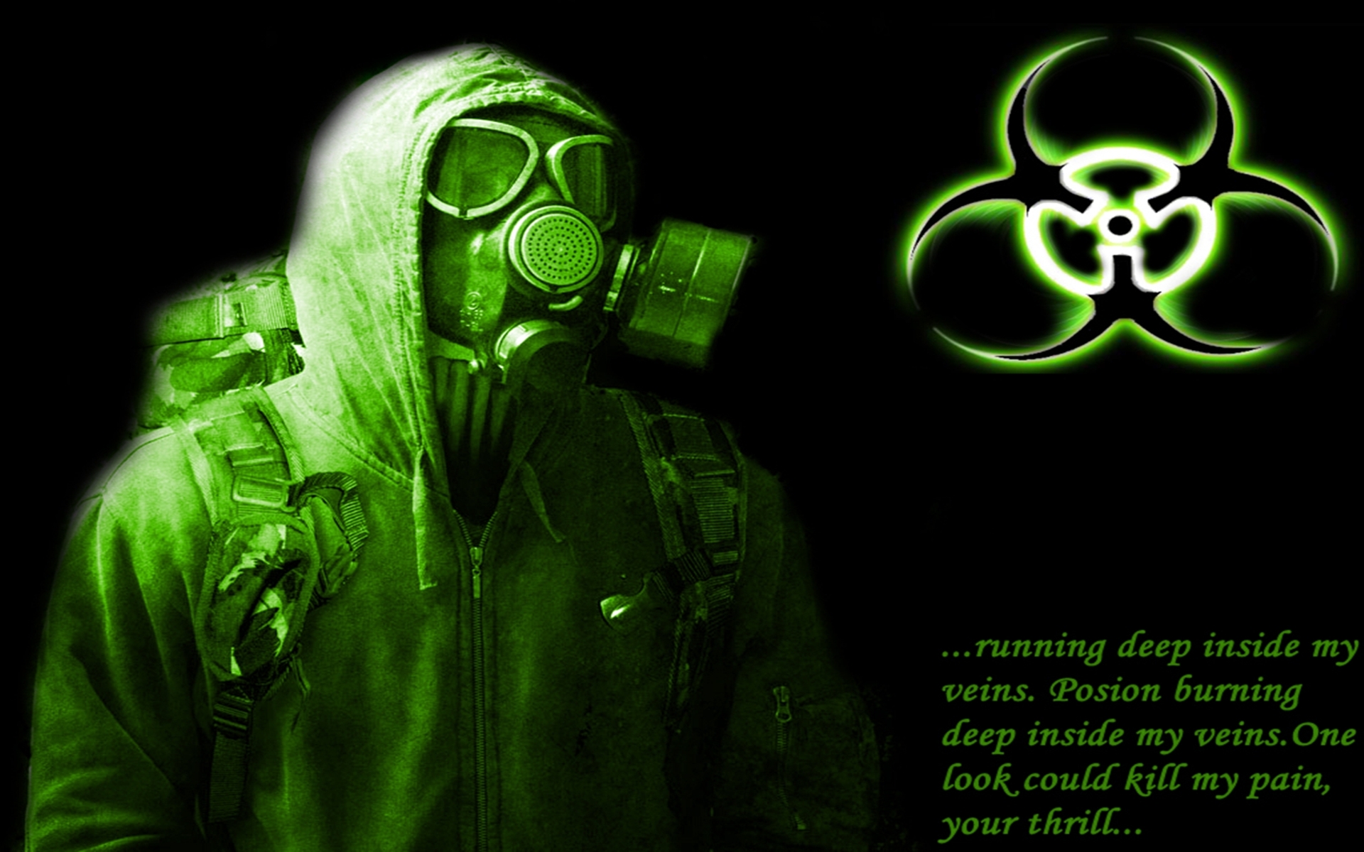 green and black gas mask background hd