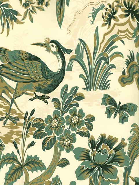 Shand Kydd Egremont Peacock Wallpaper Eclectic Houston