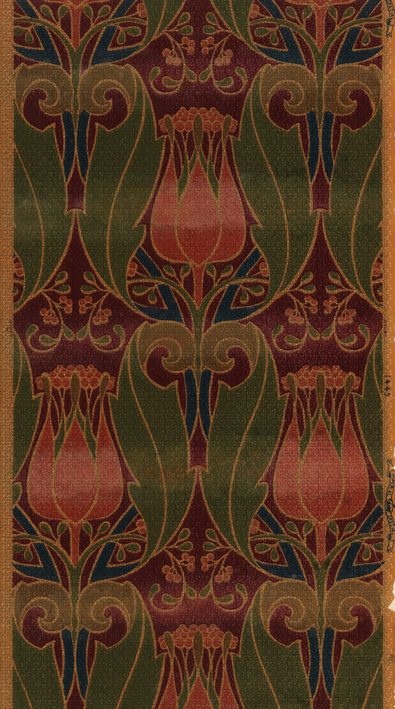 This Art Nouveau Wallpaper Features Tulips And Foliate Scrolls It Was