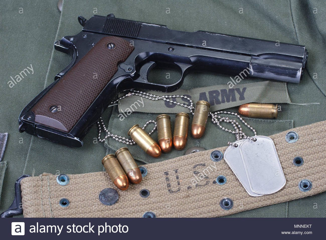 Colt Government M1911 With Us Army Uniform Texture Background