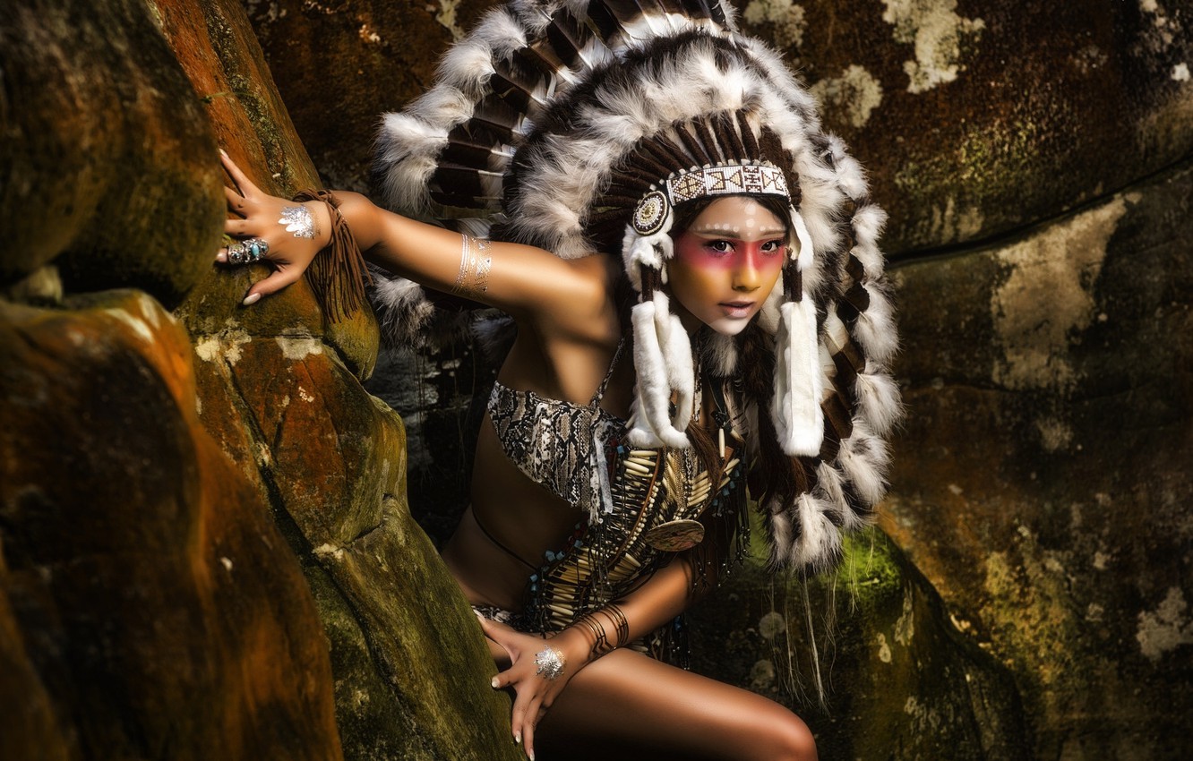 Wallpaper Feathers Squaw Paint Indian Roach Image For Desktop