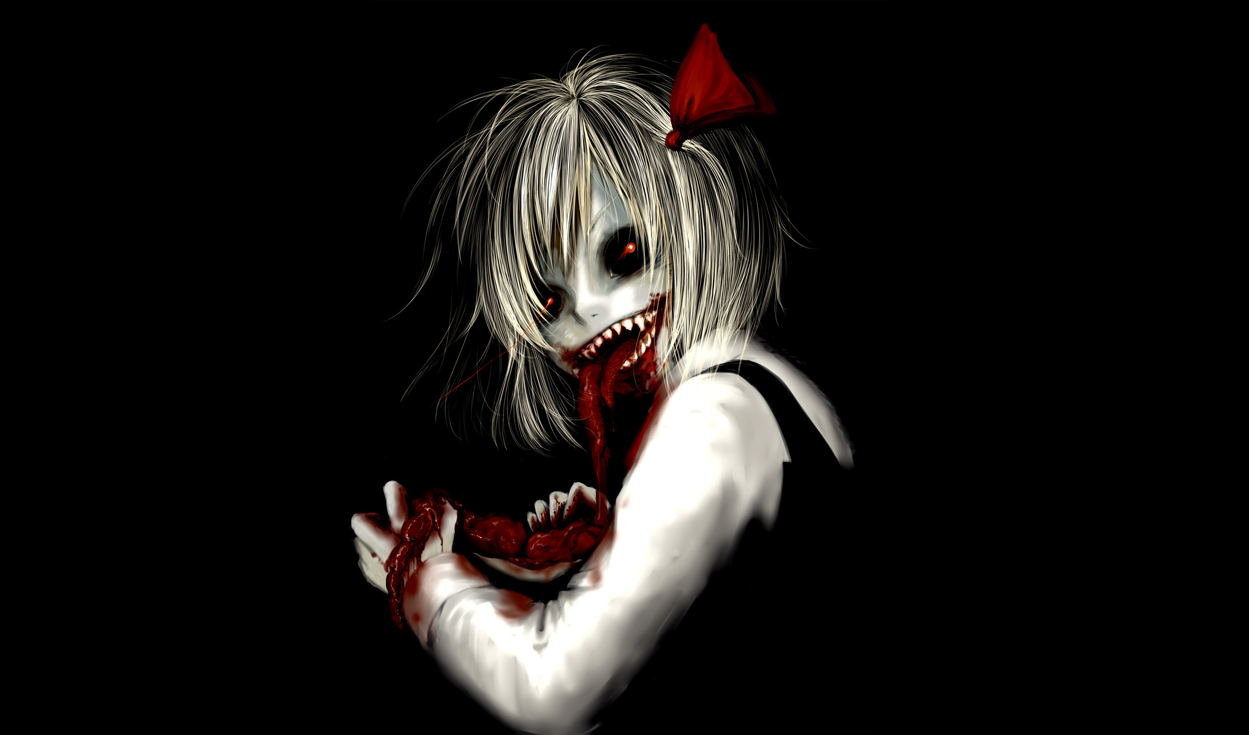 Dark horror anime macabre blood guts evil girl wallpaper 2550x1500