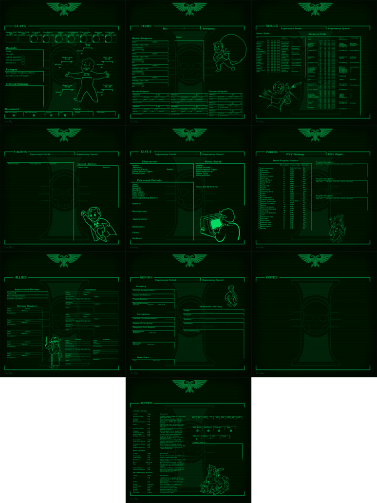 Writable Pipboy Themed Dark Heresy Character Sheet By Generalrex On