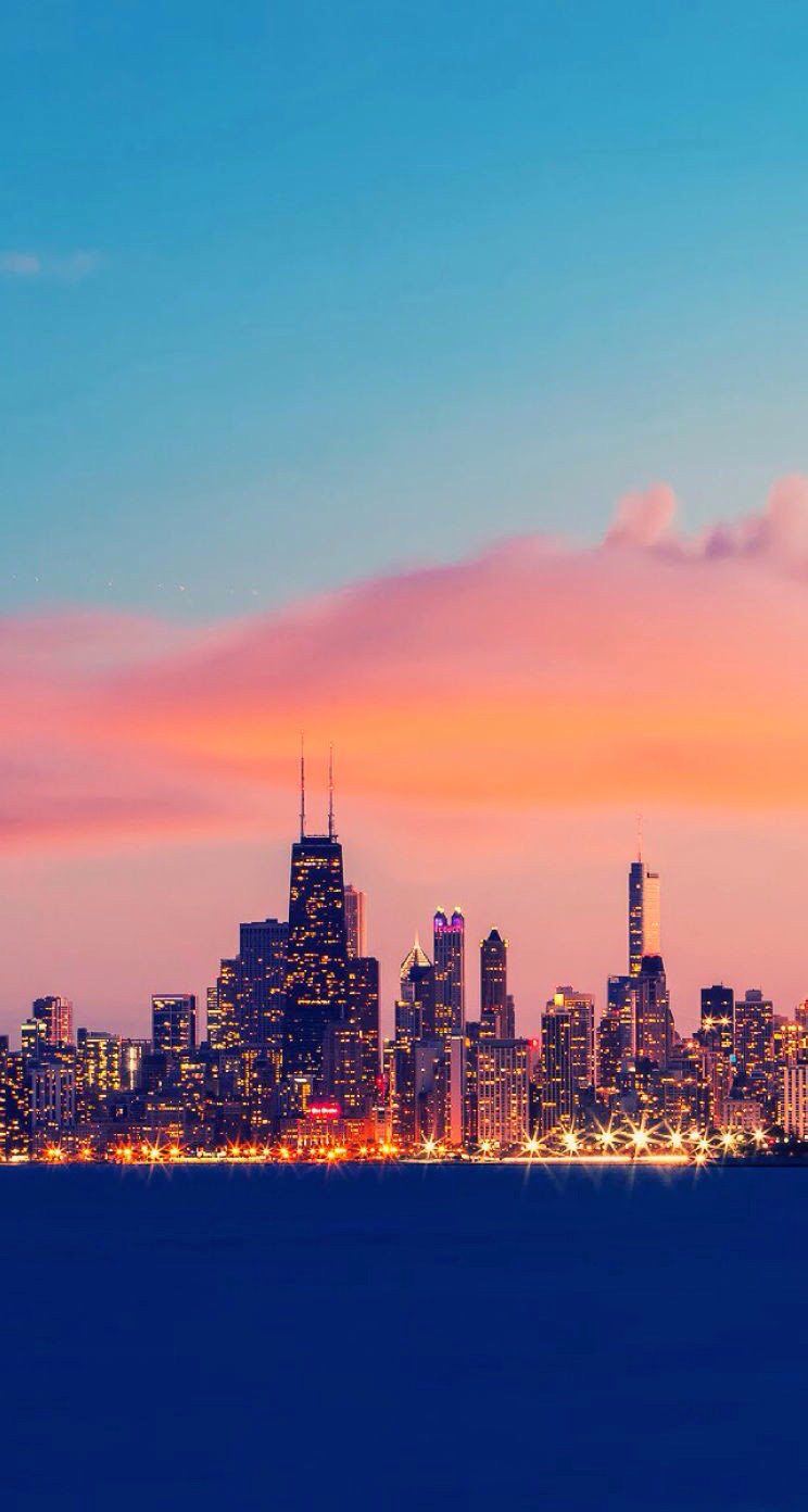 Sunset Chicago Skyline Wallpaper iPhone