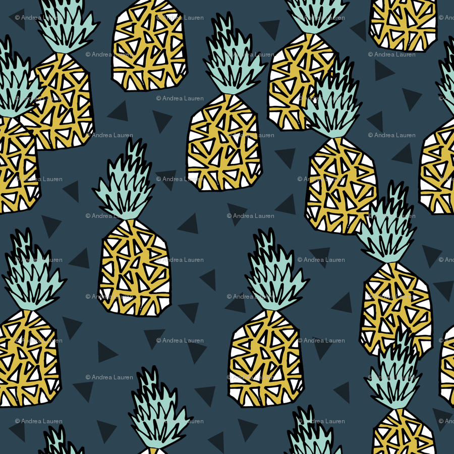 Blue Pineapple Wallpaper Parisian