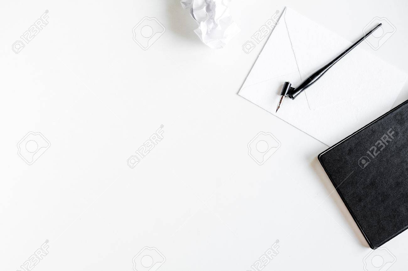 Writer Workplace With Tools On White