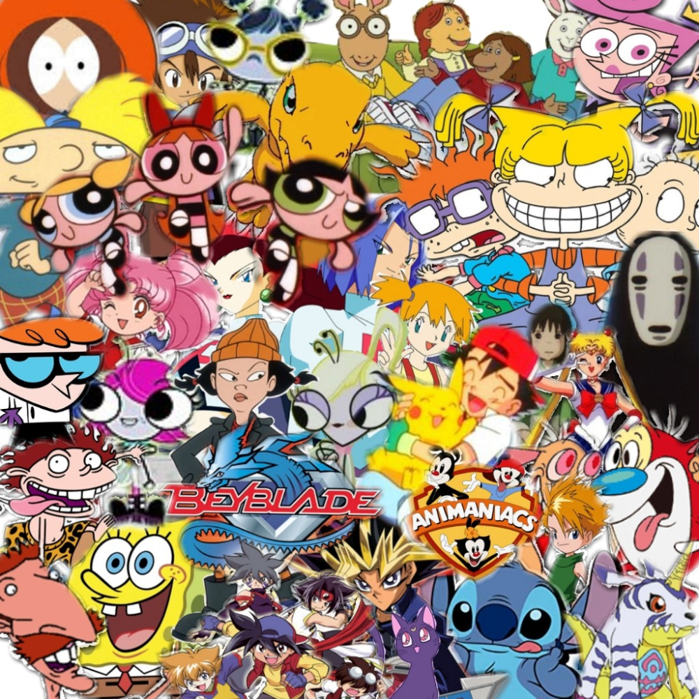 Many Different Cartoon Characters Are Grouped Together Wallpaper