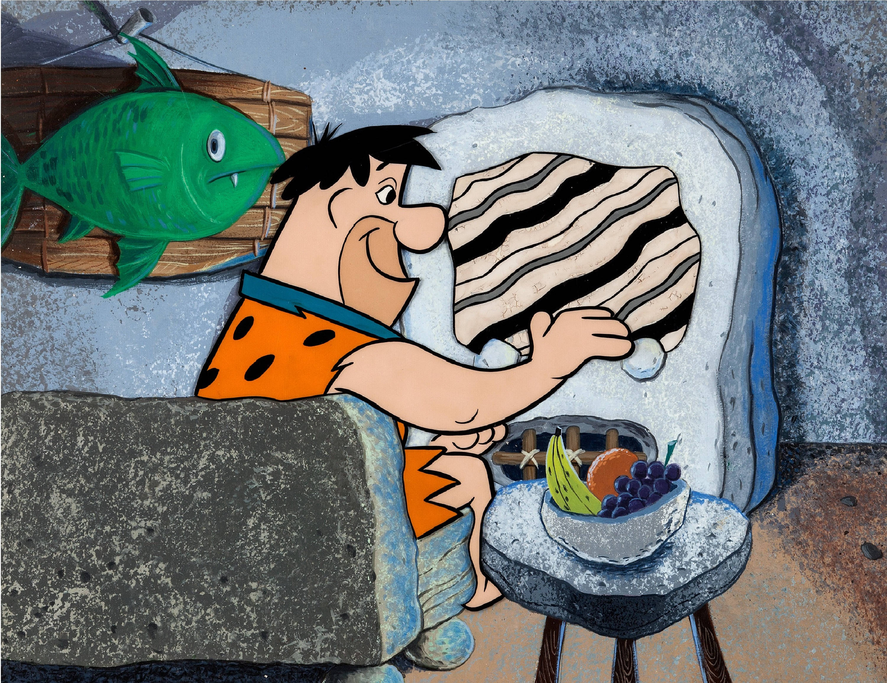 En Fred Flintstone Comic Art Im Fernsehen Wallpaper