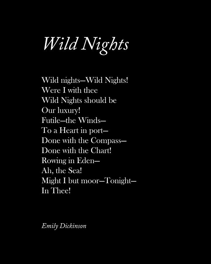 Wild Nights Emily Dickinson Poem Literature Minimal Print