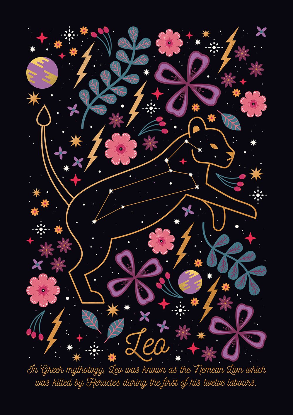 Carly Watts Illustration Leo Stars Constellation Space