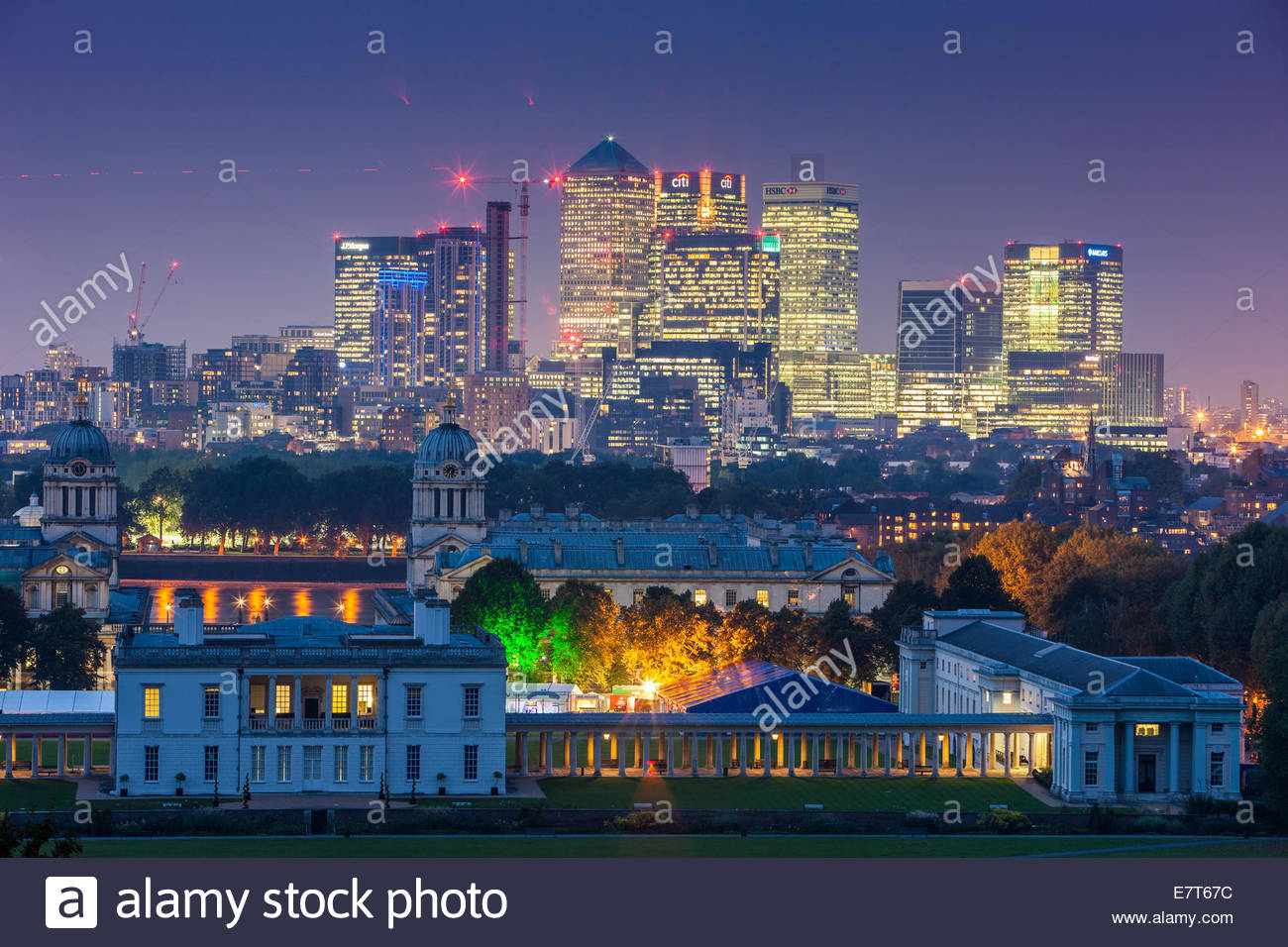Canary Wharf And The London City Tower Background With Old