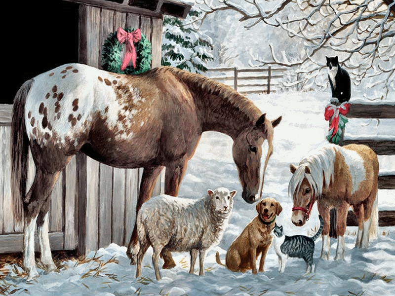 horse christmas wallpaper