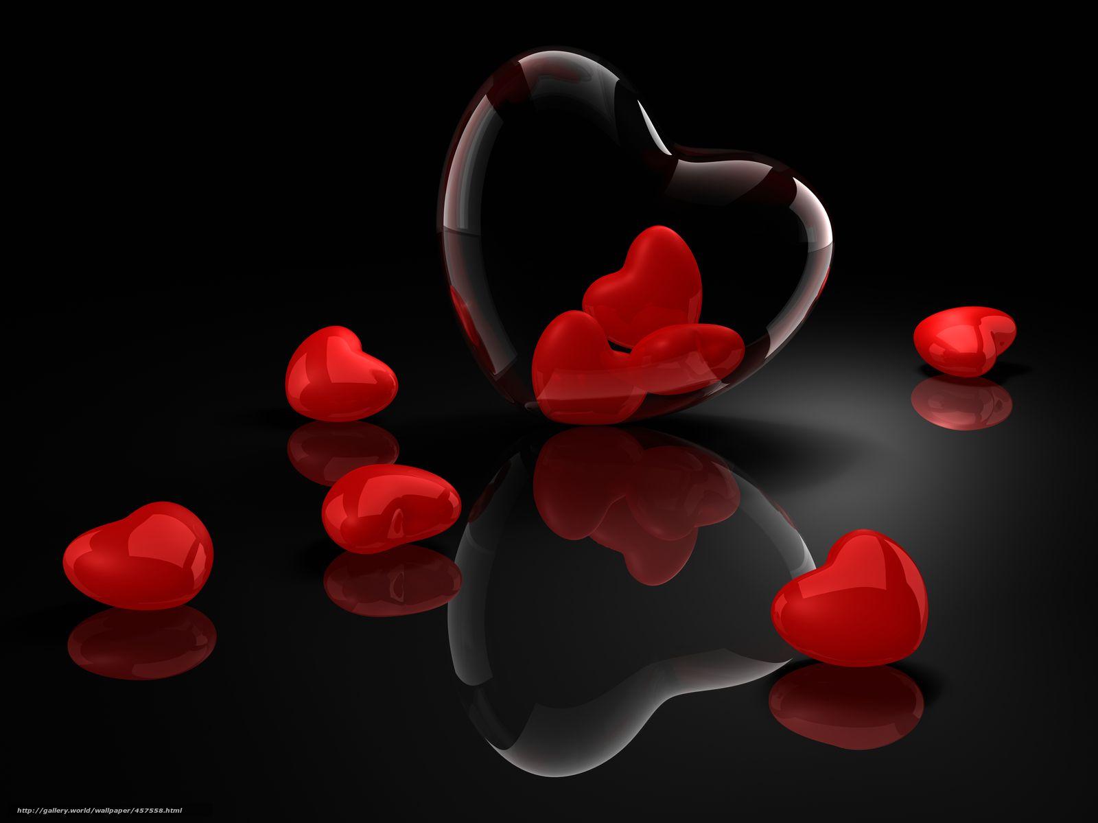 Wallpaper Valentine S Day Hearts Black Background