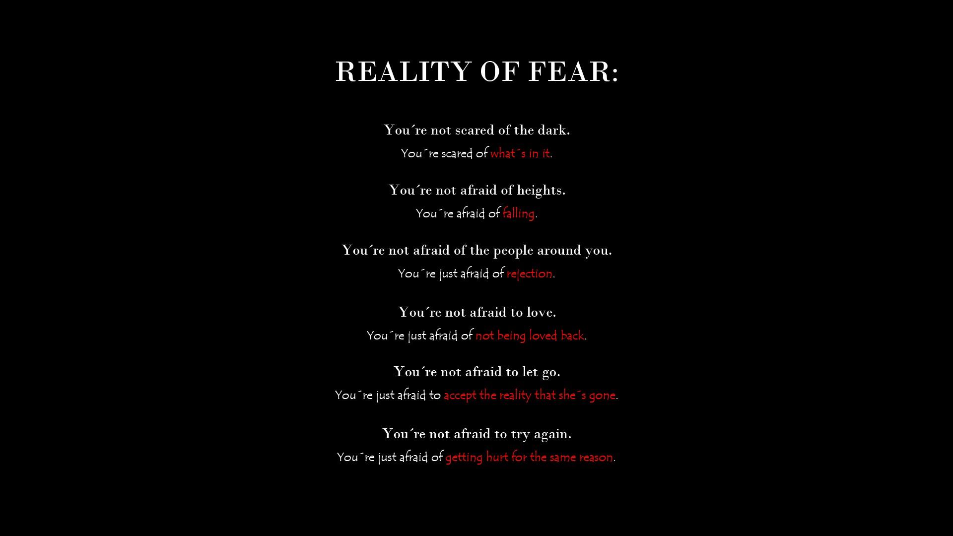 Black text quotes reality life fear word wallpaper 16560