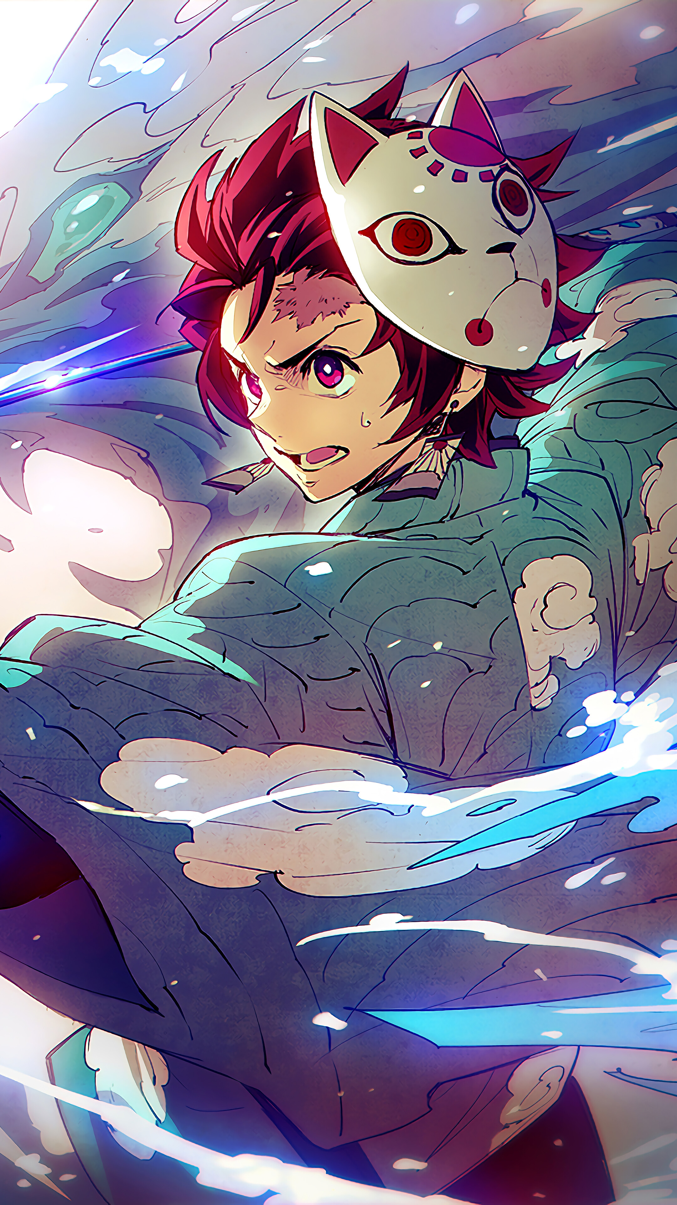 Tanjiro Kamado Mask Kimetsu No Yaiba 4k HD Phone Wallpaper