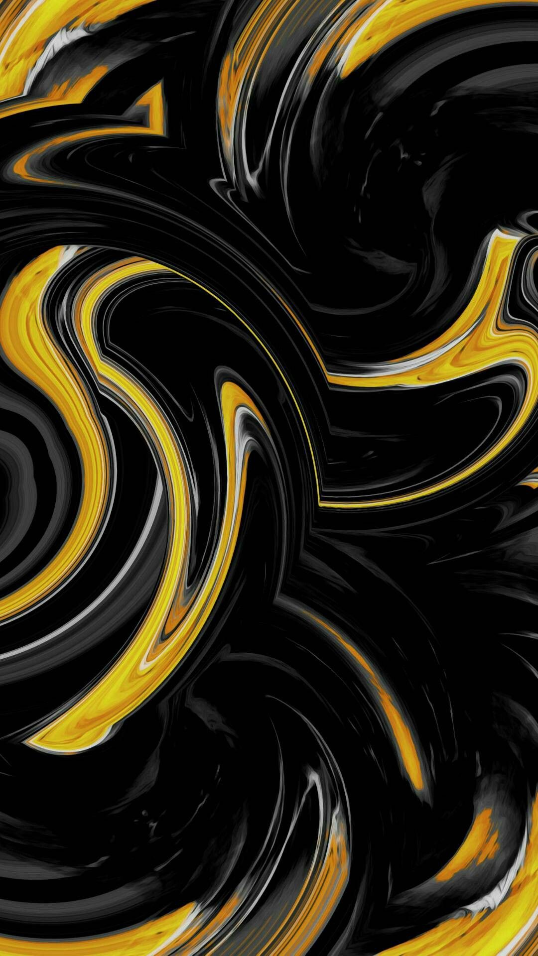 black and yellow inks abstract fluid art Colourful Fl Graphic