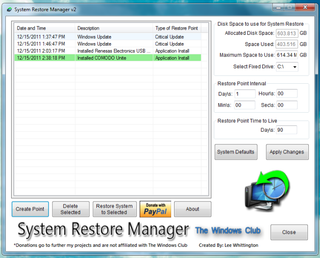 Fully Customize Windows Restore Points With System Restore Manager